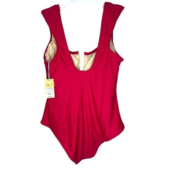 NEW Kona Sol Full Coverage Tummy Control Cap Sleeve U-Wire One Piece Swimsuit L - Picture 5 of 5